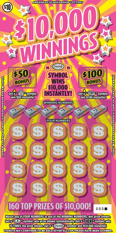 $10,000 Winnings Arkansas scratch-off ticket