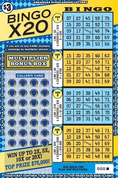 Bingo X20 Arkansas scratch-off ticket