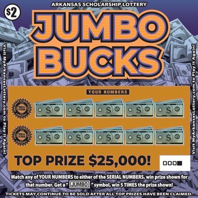 Jumbo Bucks Arkansas scratch-off ticket