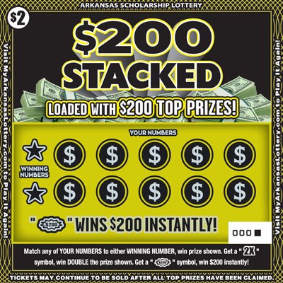 $200 Stacked Arkansas scratch-off ticket