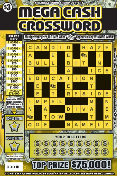 Mega Cash Crossword Arkansas scratch-off ticket