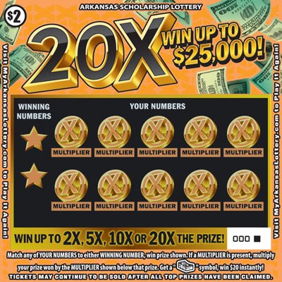 20X Arkansas scratch-off ticket
