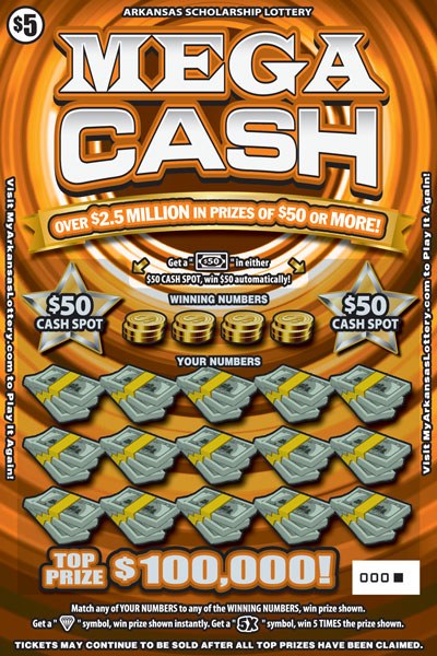 Mega Cash Arkansas scratch-off ticket