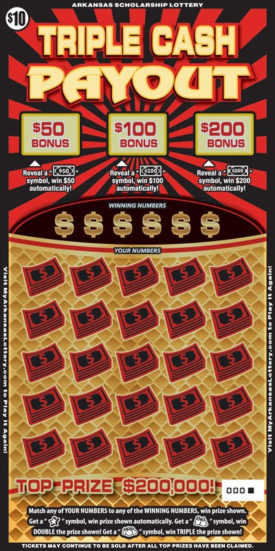 Triple Cash Payout Arkansas scratch-off ticket