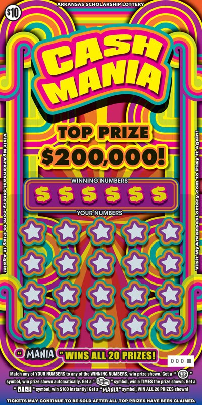 Cash Mania Arkansas scratch-off ticket