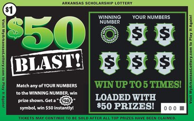 $50 Blast! Arkansas scratch-off ticket