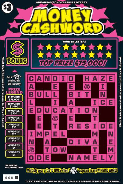 Money Cashword Arkansas scratch-off ticket