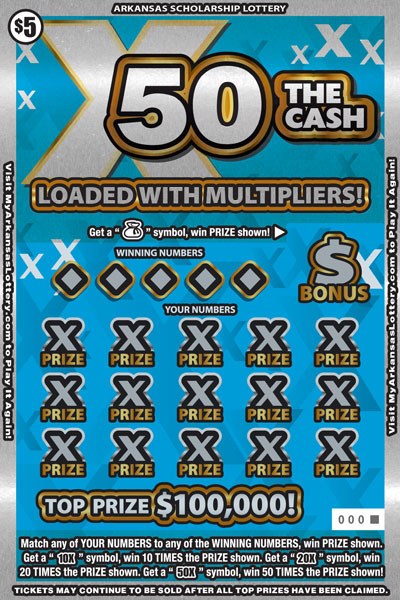 X50 The Cash Arkansas scratch-off ticket