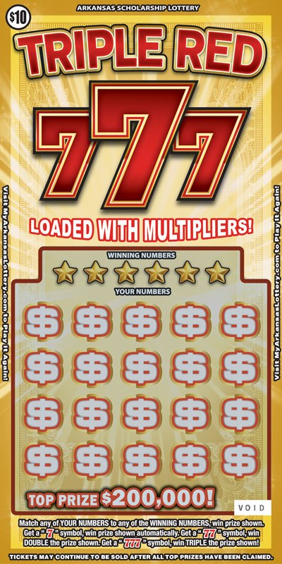Triple Red 777 Arkansas scratch-off ticket