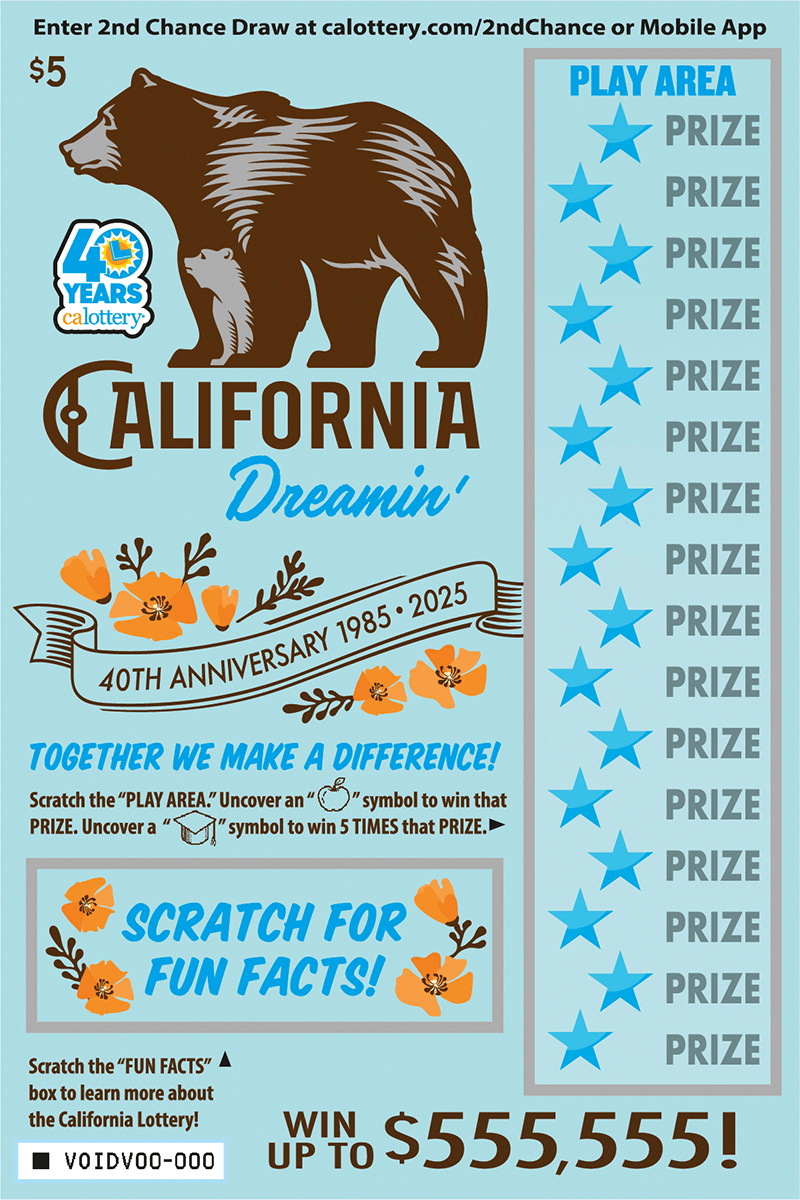 California Dreamin' California scratch-off ticket