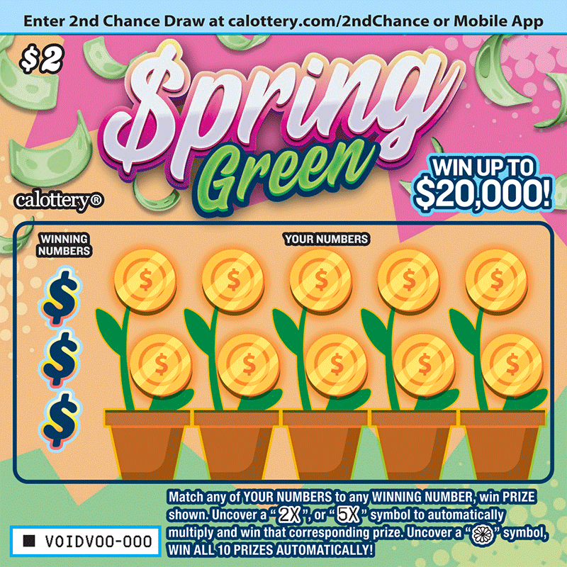 $pring Green California scratch-off ticket