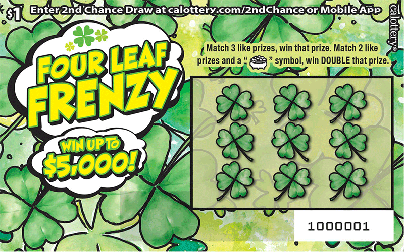 Four Leaf Frenzy California scratch-off ticket