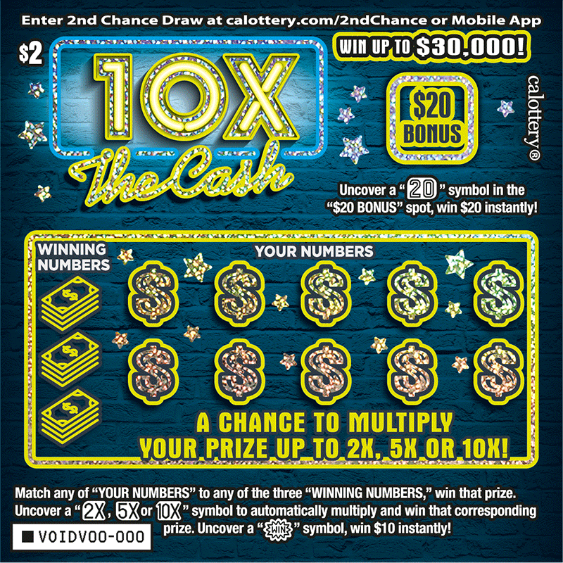 10X The Cash California scratch-off ticket