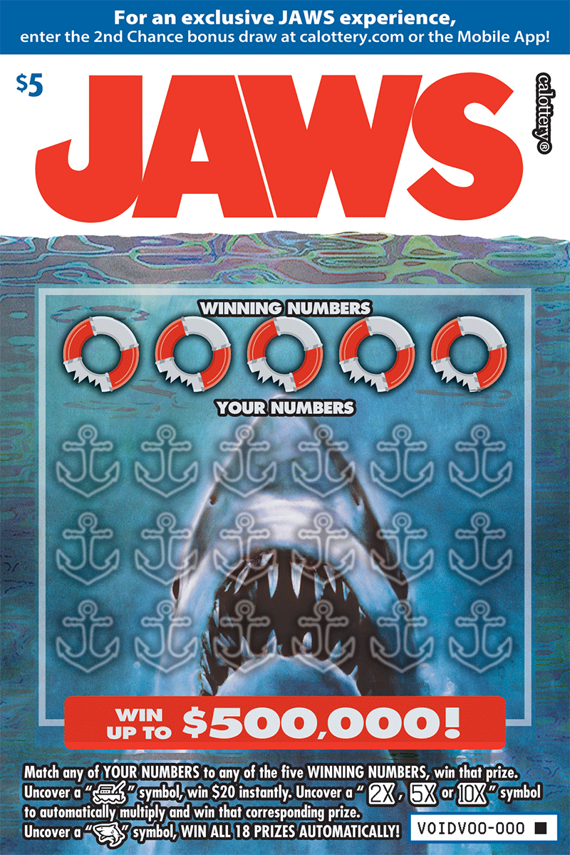 Jaws California scratch-off ticket