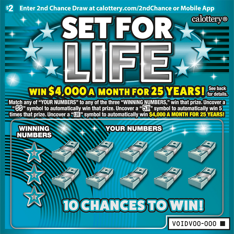 Set For Life California scratch-off ticket