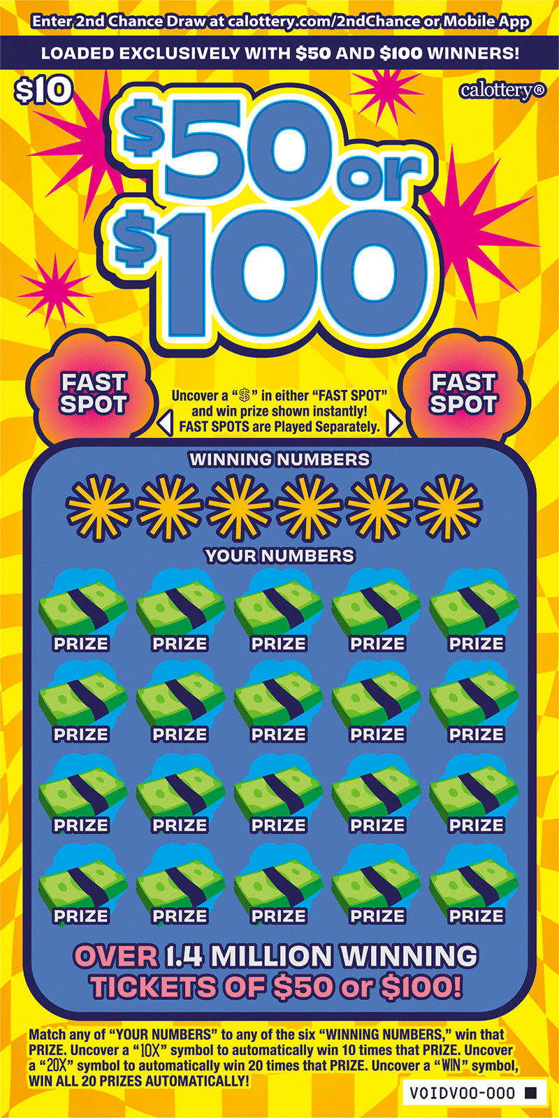 $50 Or $100 California scratch-off ticket
