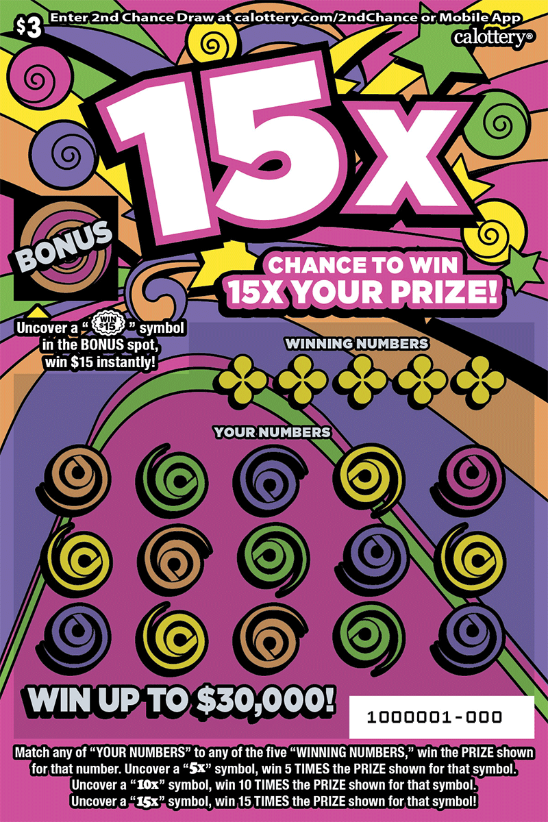15X California scratch-off ticket