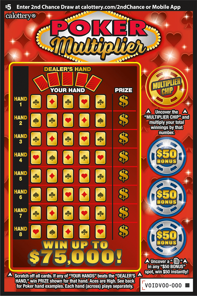 Poker Multiplier California scratch-off ticket