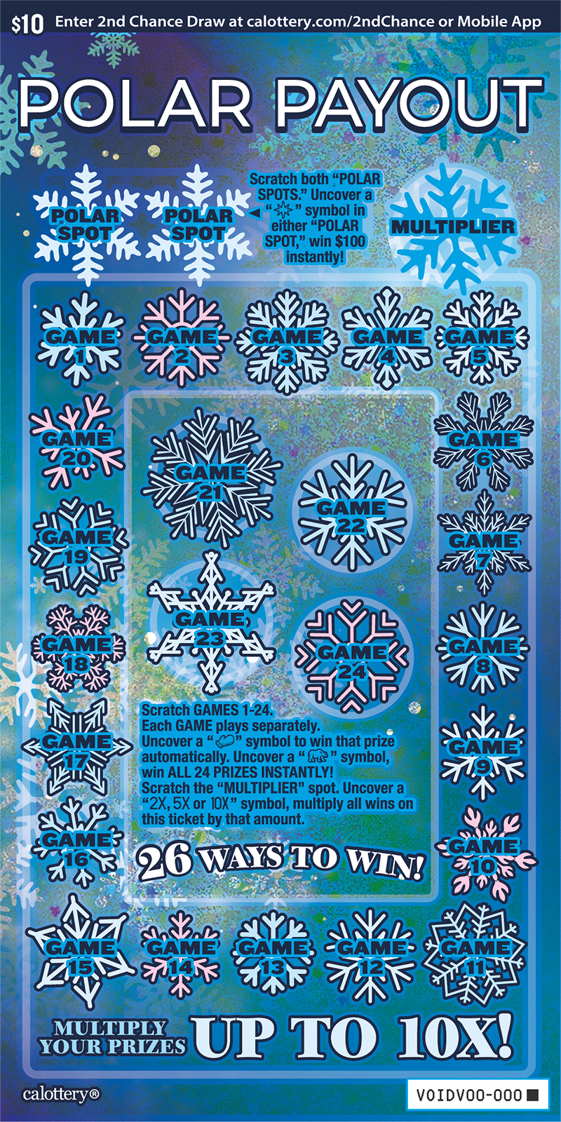 Polar Payout California scratch-off ticket
