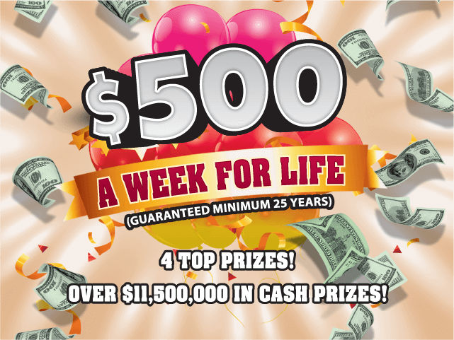 $500 A Week For Life Florida scratch-off ticket