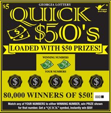 Quick $50's Georgia scratch-off ticket