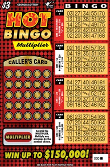 Hot Bingo Multiplier Georgia scratch-off ticket