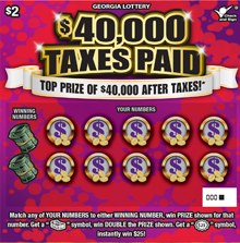 $40,000 Taxes Paid Georgia scratch-off ticket