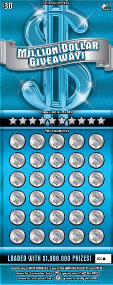 Million Dollar Giveaway! Georgia scratch-off ticket