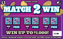 Match 2 Win Georgia scratch-off ticket