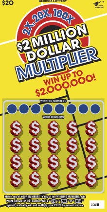 $2 Million Dollar Multiplier Georgia scratch-off ticket