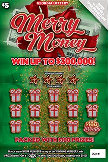 Merry Money Georgia scratch-off ticket