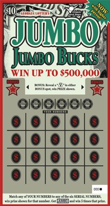 Jumbo Jumbo Bucks Georgia scratch-off ticket
