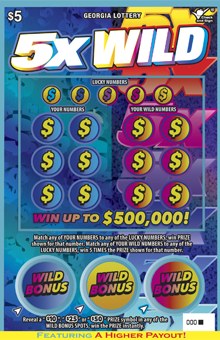 5X Wild Georgia scratch-off ticket