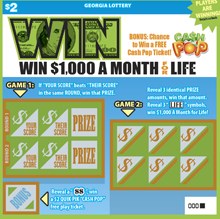 Win $1,000 A Month For Life Georgia scratch-off ticket