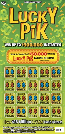 Lucky Pik Georgia scratch-off ticket