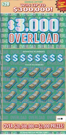 $3,000 Overload Georgia scratch-off ticket