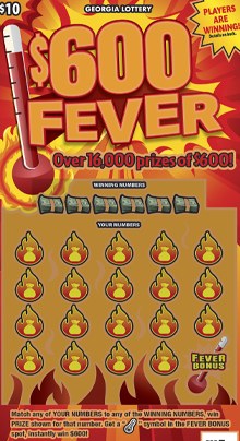 $600 Fever Georgia scratch-off ticket