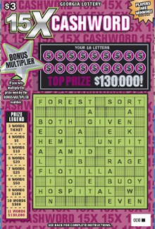 15X Cashword Georgia scratch-off ticket