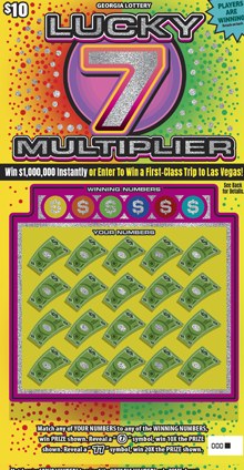 Lucky 7 Multiplier Georgia scratch-off ticket