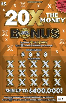 20X The Money Bonus Doubler Georgia scratch-off ticket