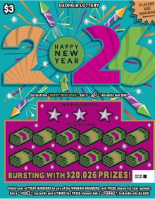 Happy New Year 2026 Georgia scratch-off ticket