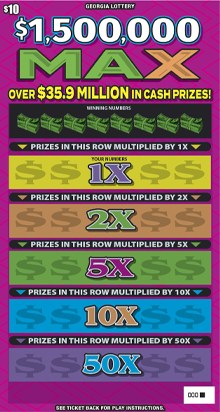 $1,500,000 Max Georgia scratch-off ticket