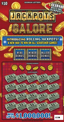 Jackpots Galore Georgia scratch-off ticket