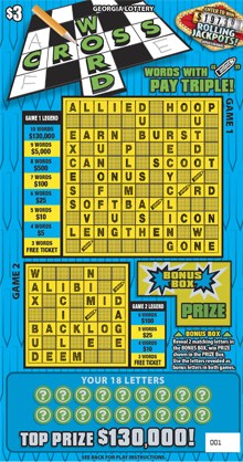 Crossword Georgia scratch-off ticket