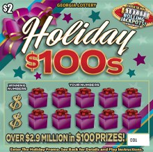 Holiday $100s Georgia scratch-off ticket