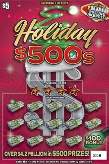 Holiday $500s Georgia scratch-off ticket