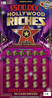 $500,000 Hollywood Riches Georgia scratch-off ticket