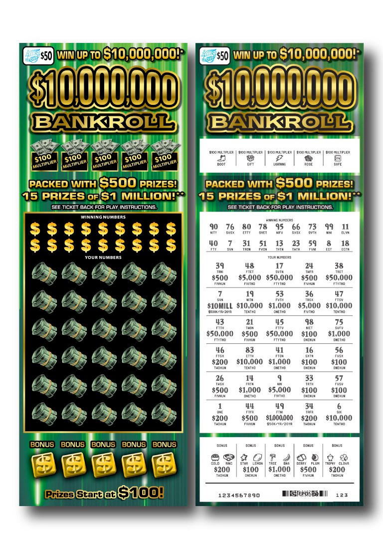 $10,000,000 Bankroll Illinois scratch-off ticket