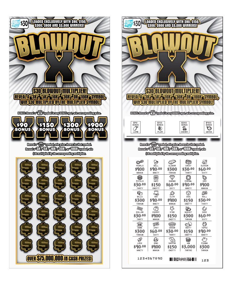 Blowout X Illinois scratch-off ticket