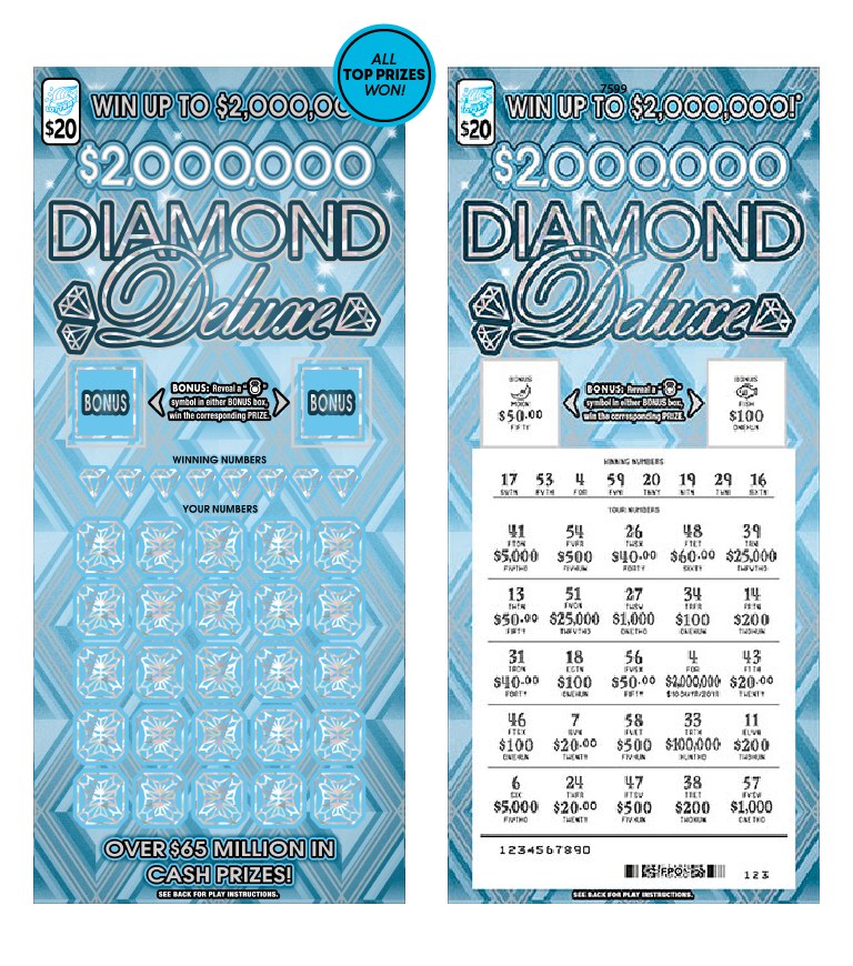 $2,000,000 Diamond Deluxe Illinois scratch-off ticket